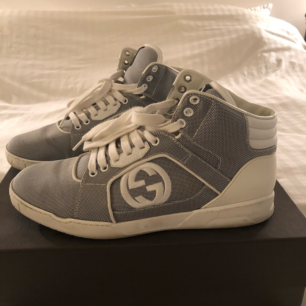 Gucci White Mid Top Sneakers